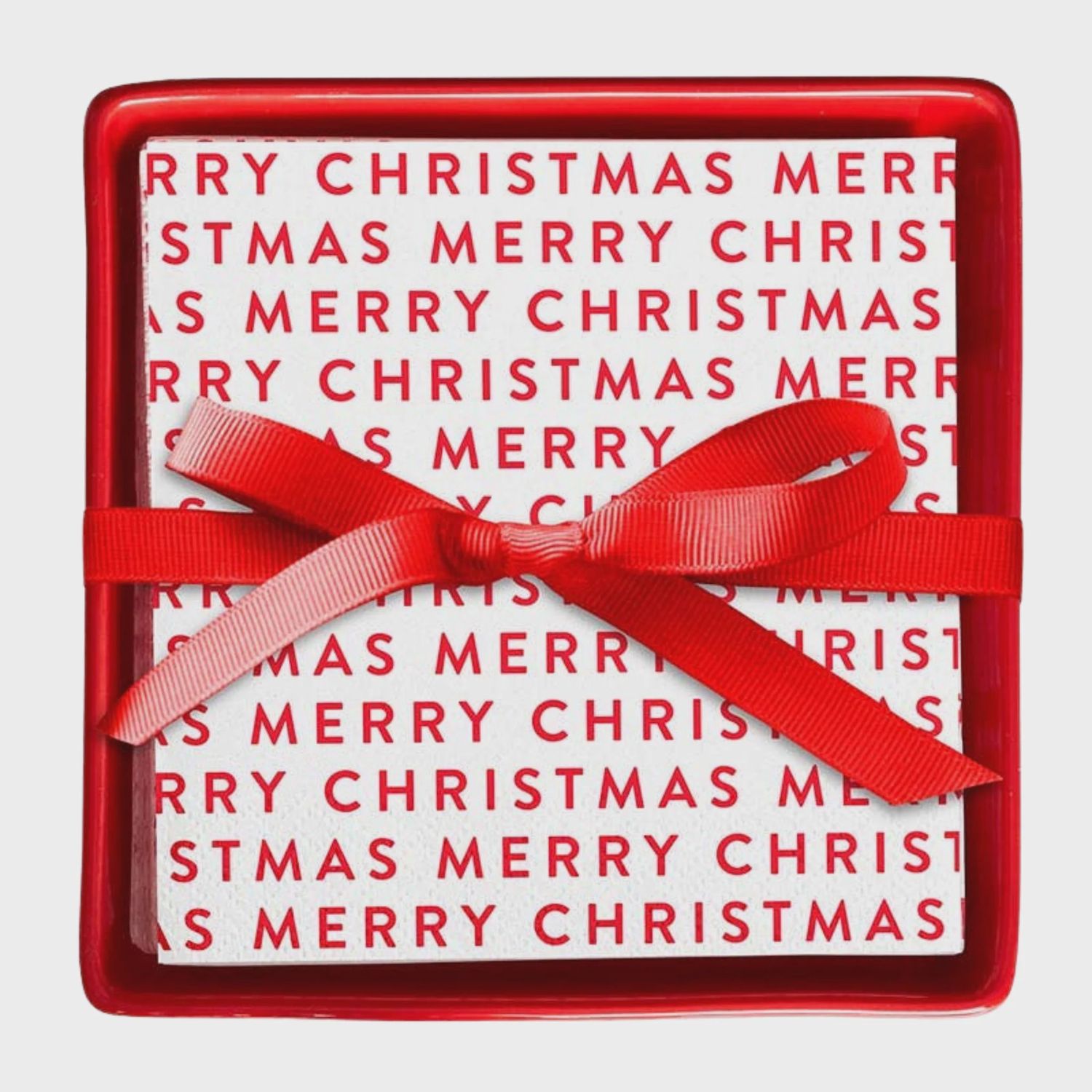 Ceramic Napkin Holder &amp; Napkins | Merry Christmas Repeat