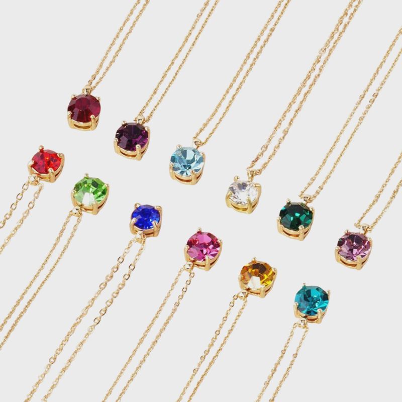 Gold Birthstone Pendant Necklace