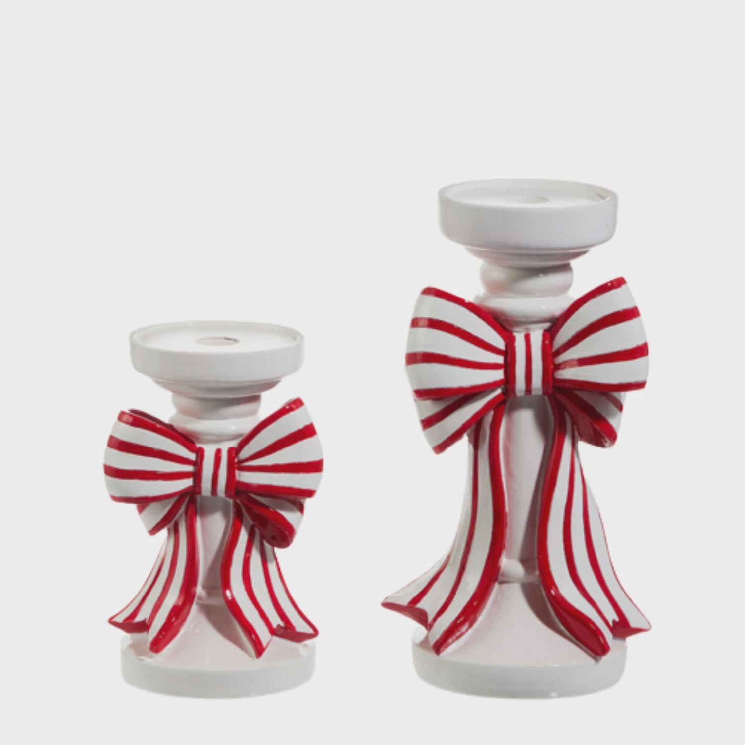 Red &amp; White Stripe Bow Candle Holder | 2 Sizes (Copy)