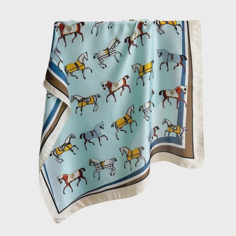 Fashion Print Square Scarf: Blue