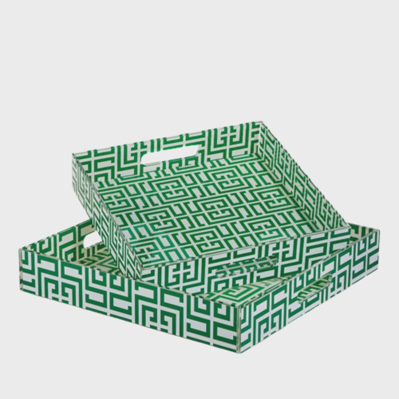 Green Greek Key Tray | 2 Sizes