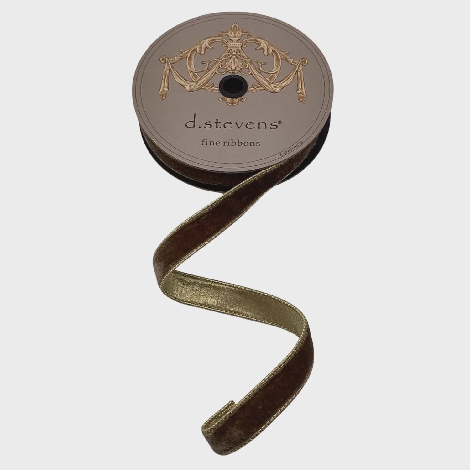 1.5&quot; Brown Velvet Ribbon with Gold Backing | 10 Yards