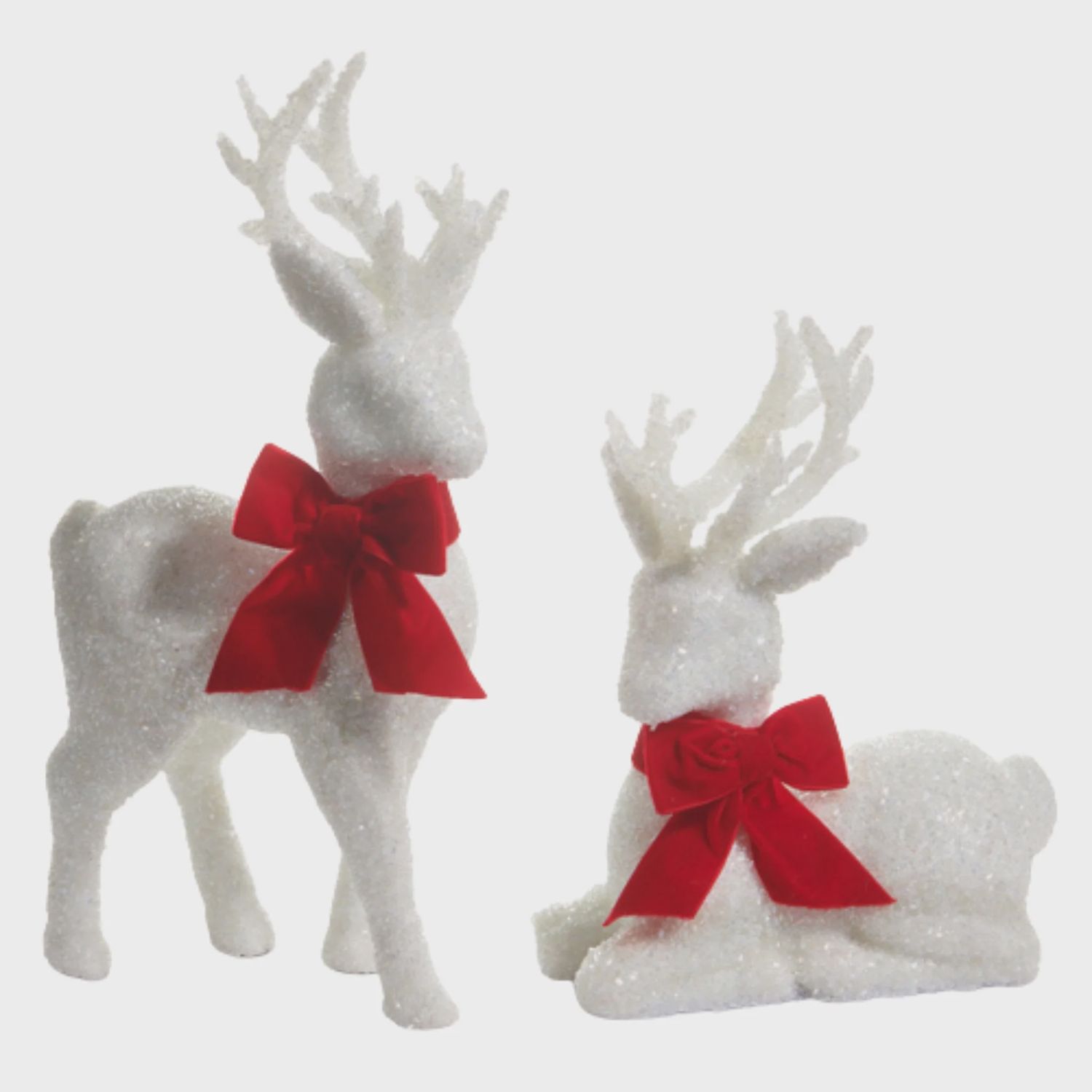 White Glitter Tabletop Deer Decor | 2 Styles