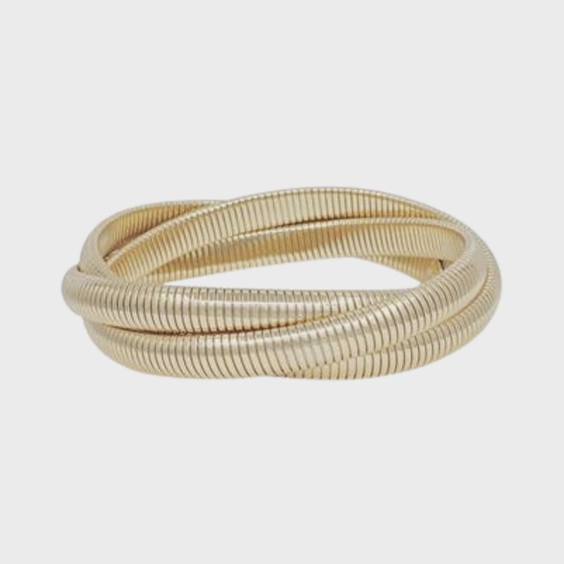 Gold Twisted 8mm Metal Stretch Bracelet