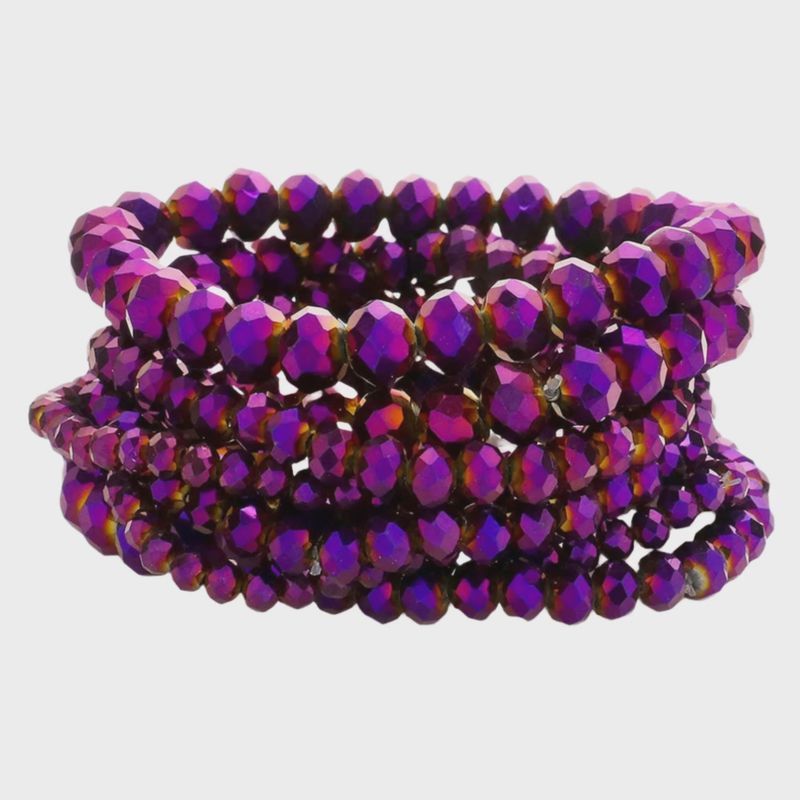 Purple Faceted Bead Stretch Bracelets