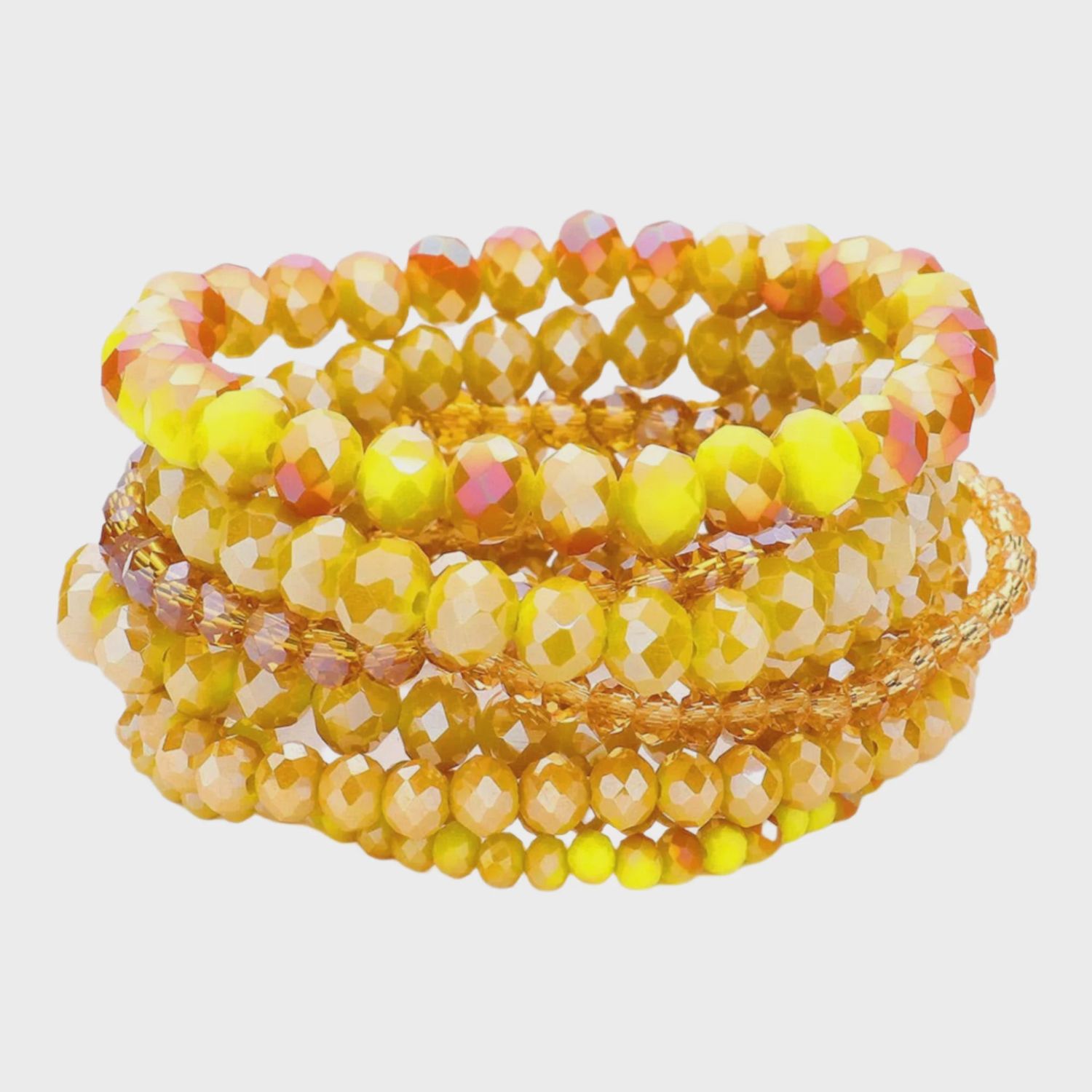 Bright Gold Faceted Bead Stretch Bracelets