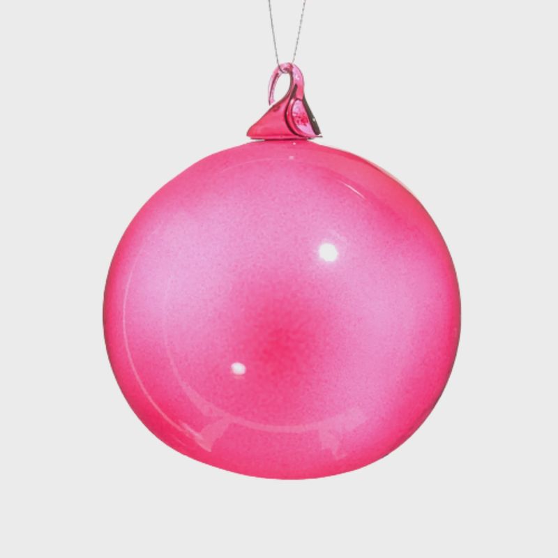 Raspberry Blown Glass Ball Ornament