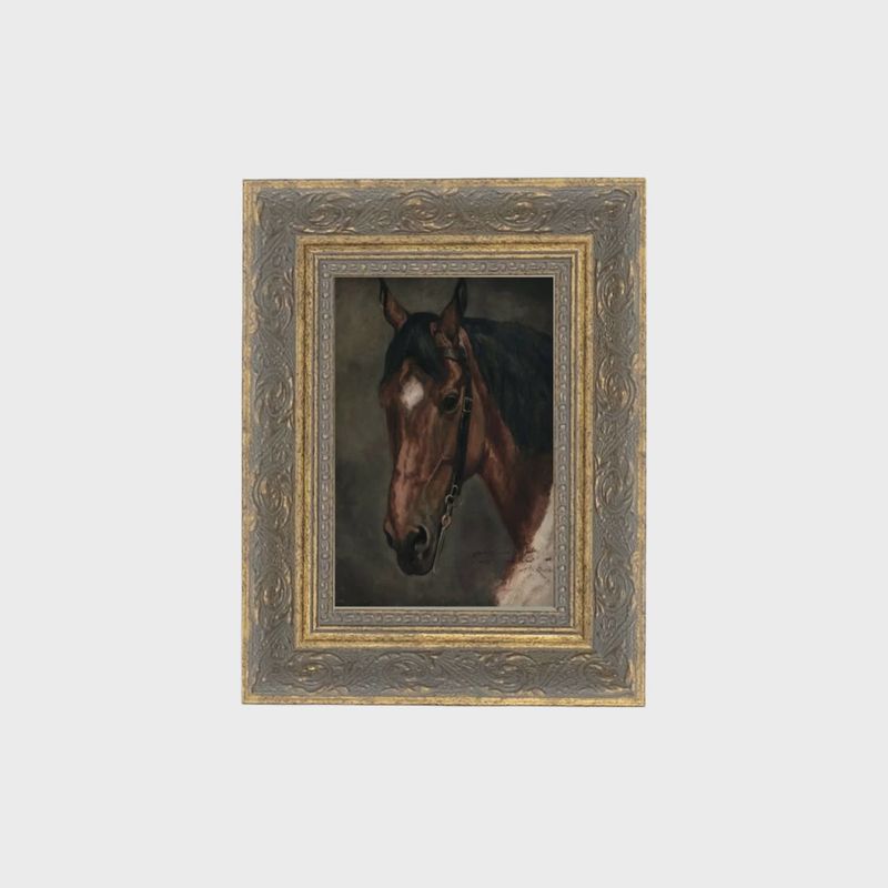 Horse Portrait Framed Antique Art: 5x7