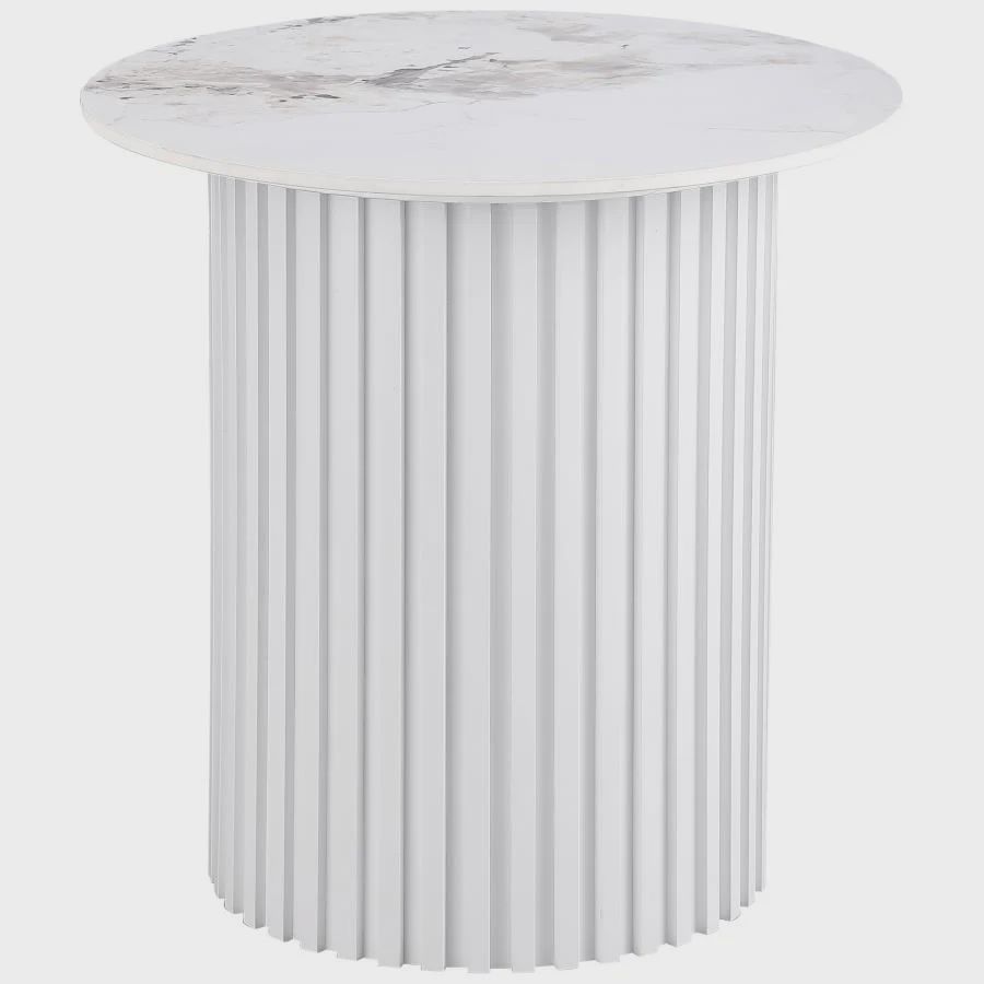 Rowena White Marble End Table
