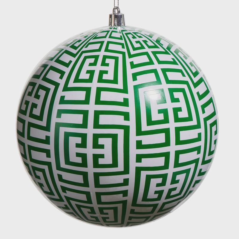 Green Greek Key Ball Ornament