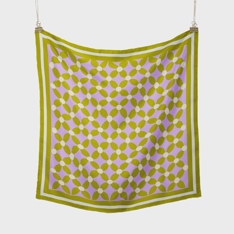 Lime and Lilac Satin Scarf