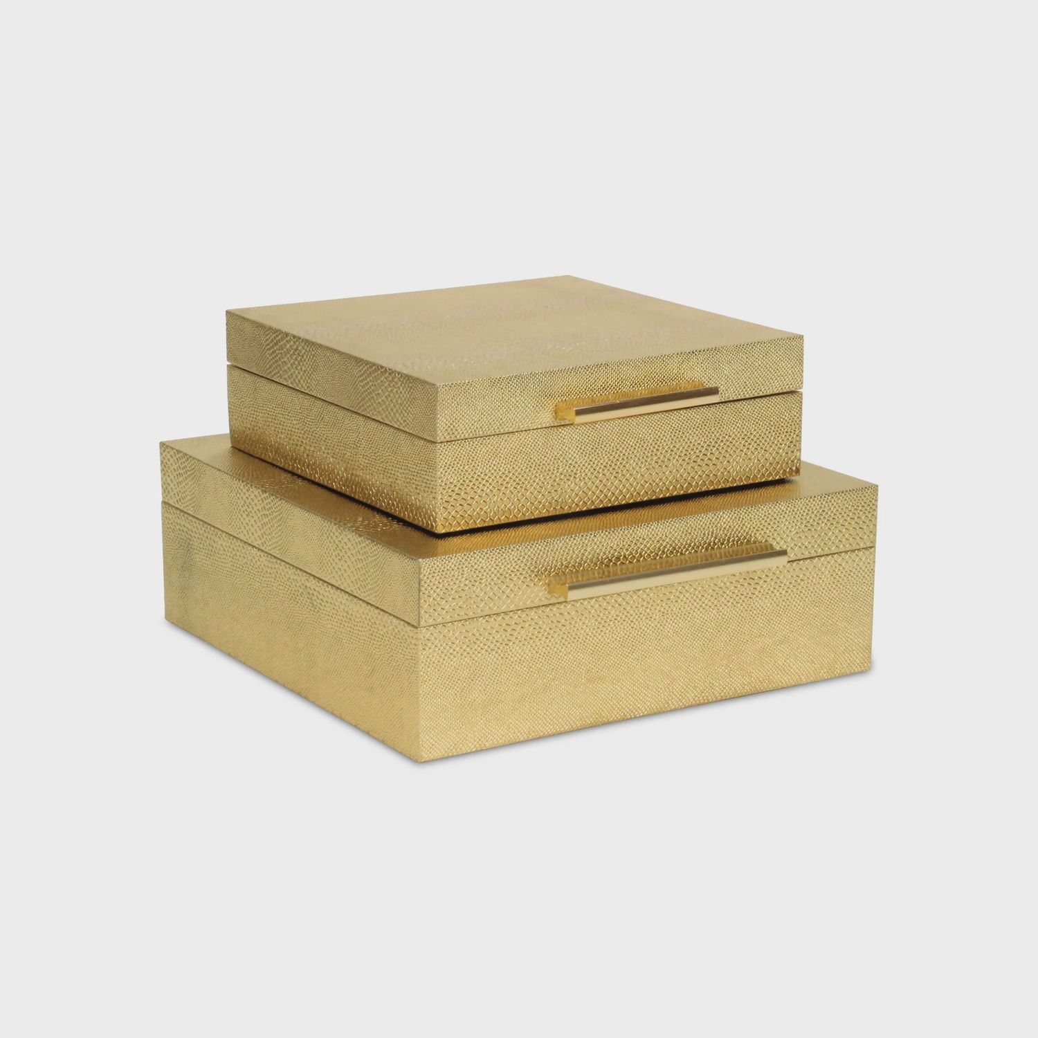 Lusan Square Decorative Boxes | Gold Snakeskin