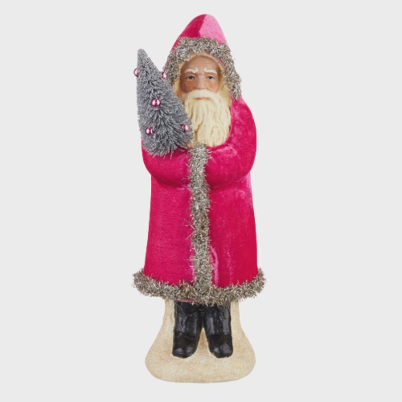 Pink Velvet Santa Tabletop Decor