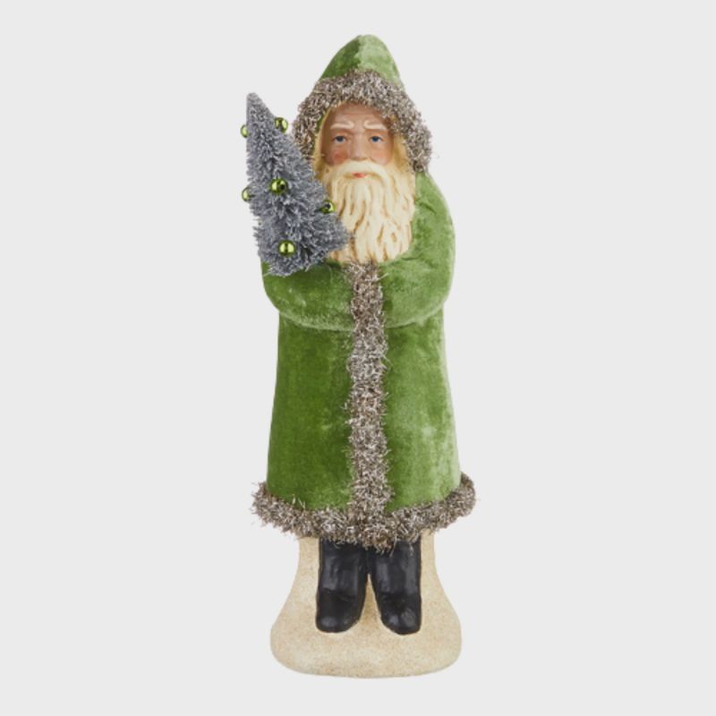 Green Velvet Santa Tabletop Decor