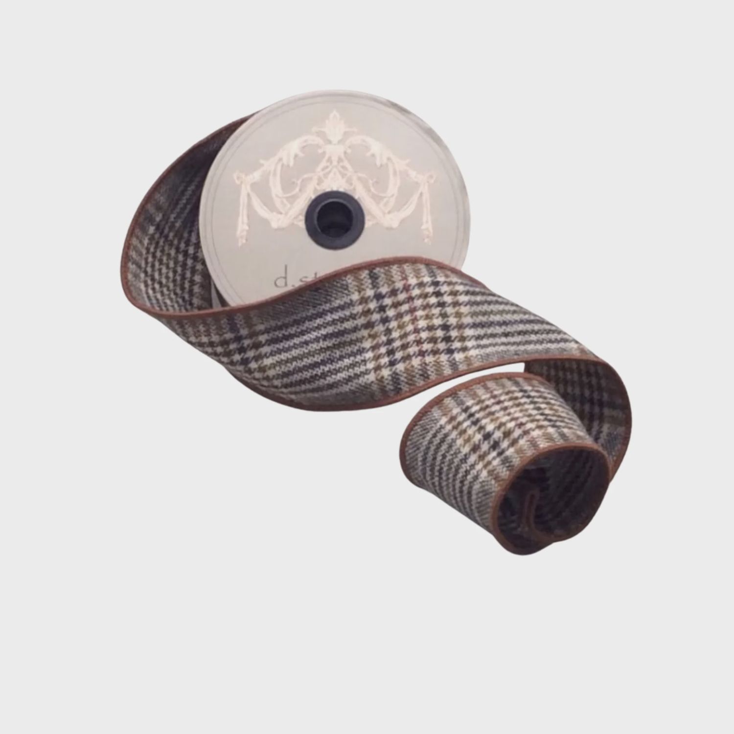 2.5&quot; Brown Plaid Tweed Ribbon | 10 Yards
