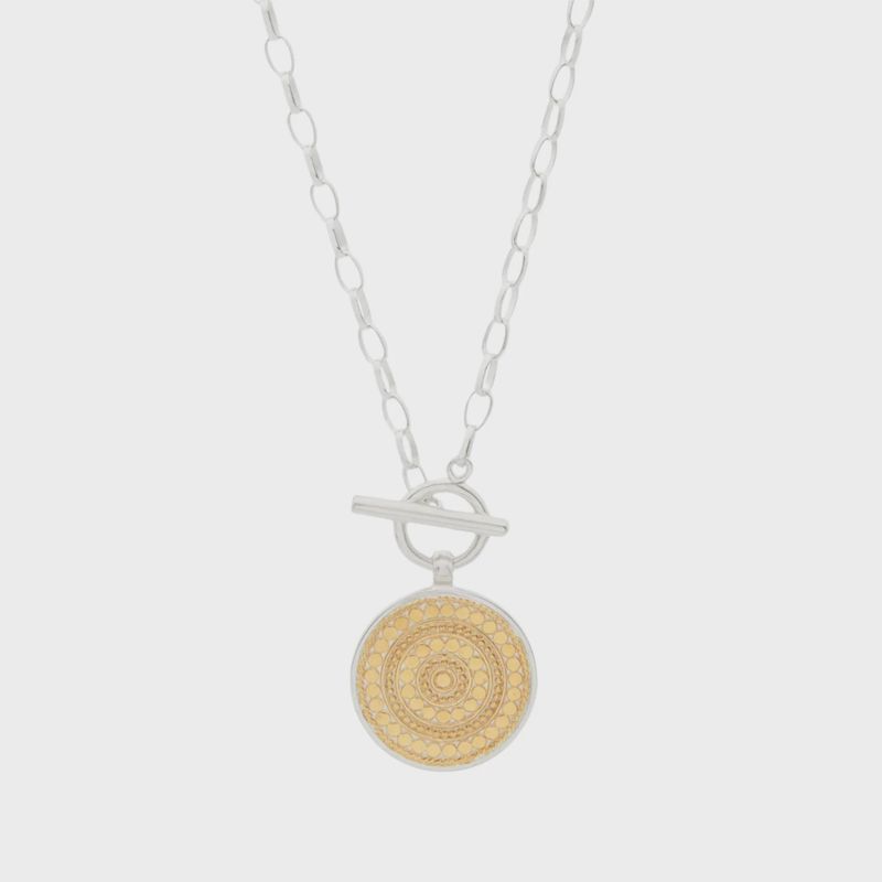 Anna Beck Classic Dotted Circle Toggle Necklace | Gold &amp; Silver
