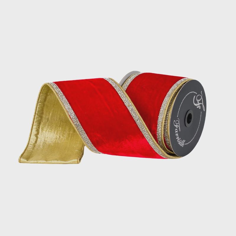 4&quot; Red Winter Diamonds Ribbon | 5 Yards