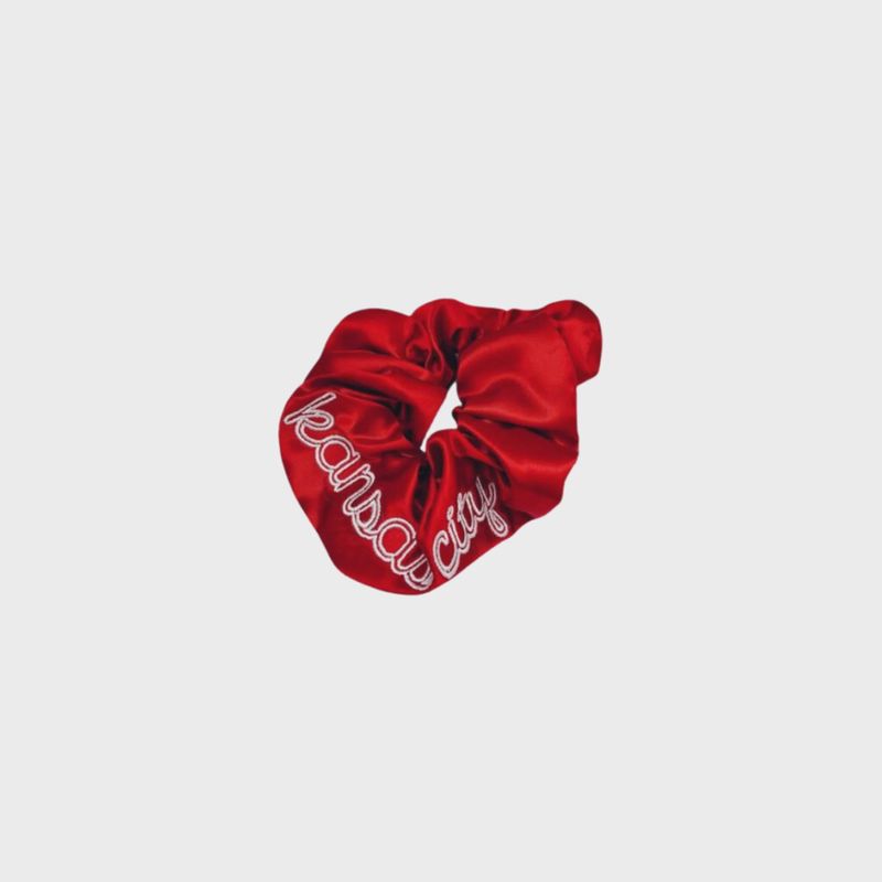 Kansas City Red Embroidered Scrunchie