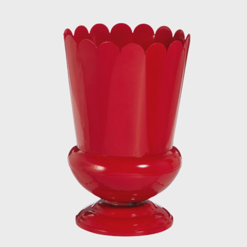 Red Scalloped Urn | 10"