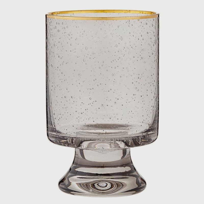 Gold Rimmed Gray Old Fashioned Glass