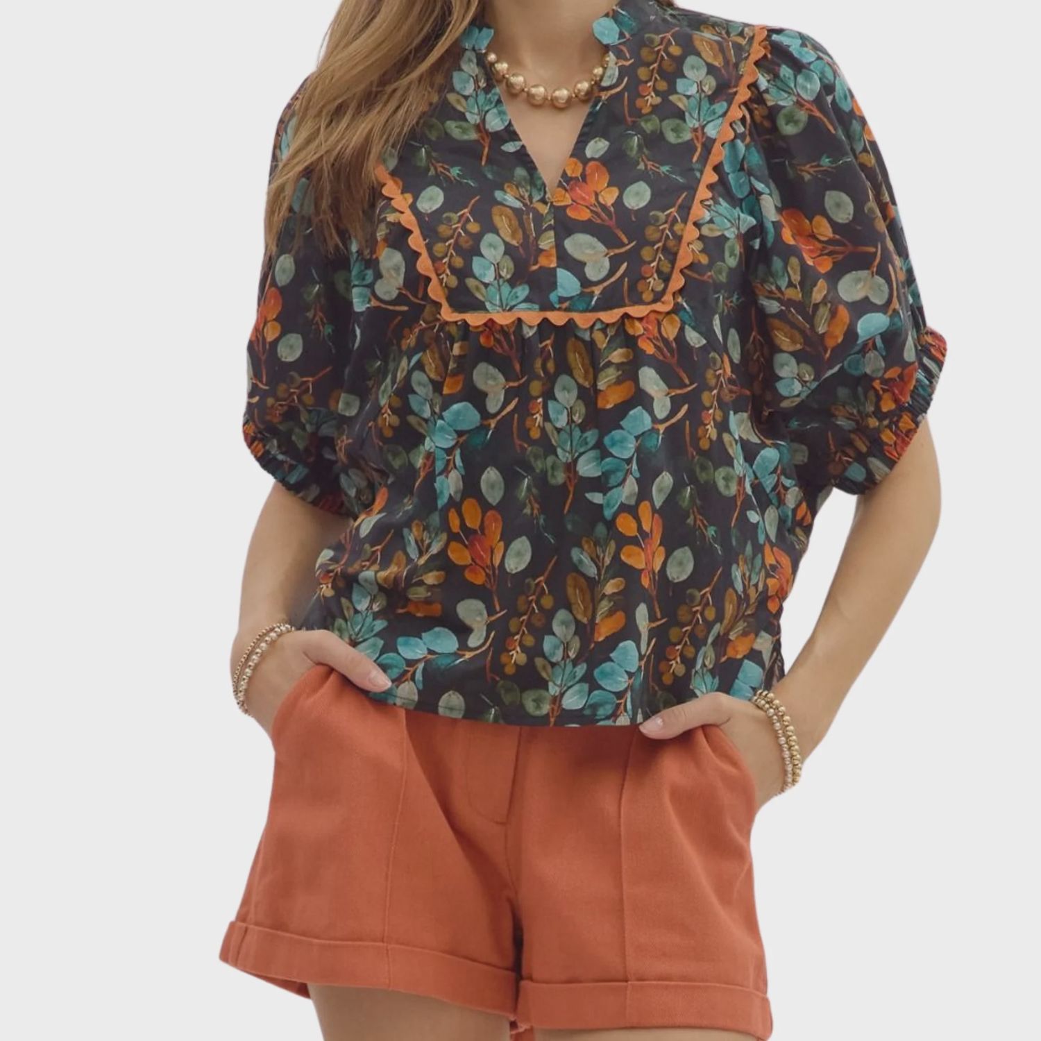 Floral Dolman Sleeve Blouse