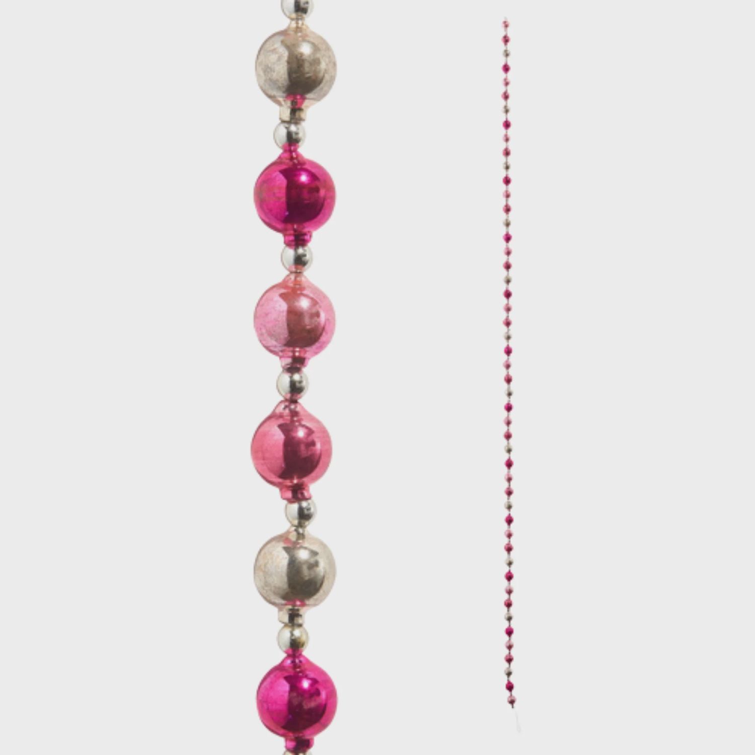 Pink &amp; Silver Vintage Ornament Garland | 6&#39;