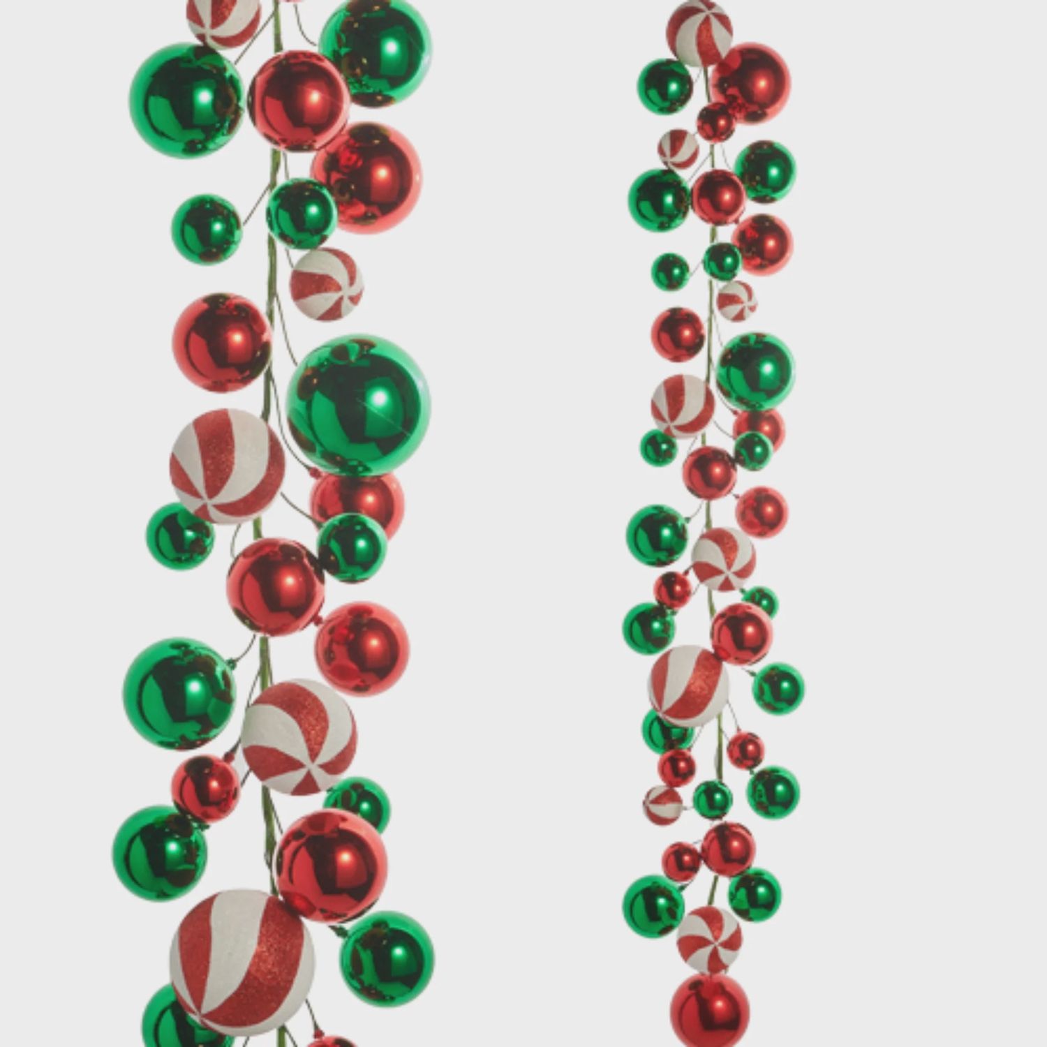 Red, Green &amp; Peppermint Ball Garland | 4'