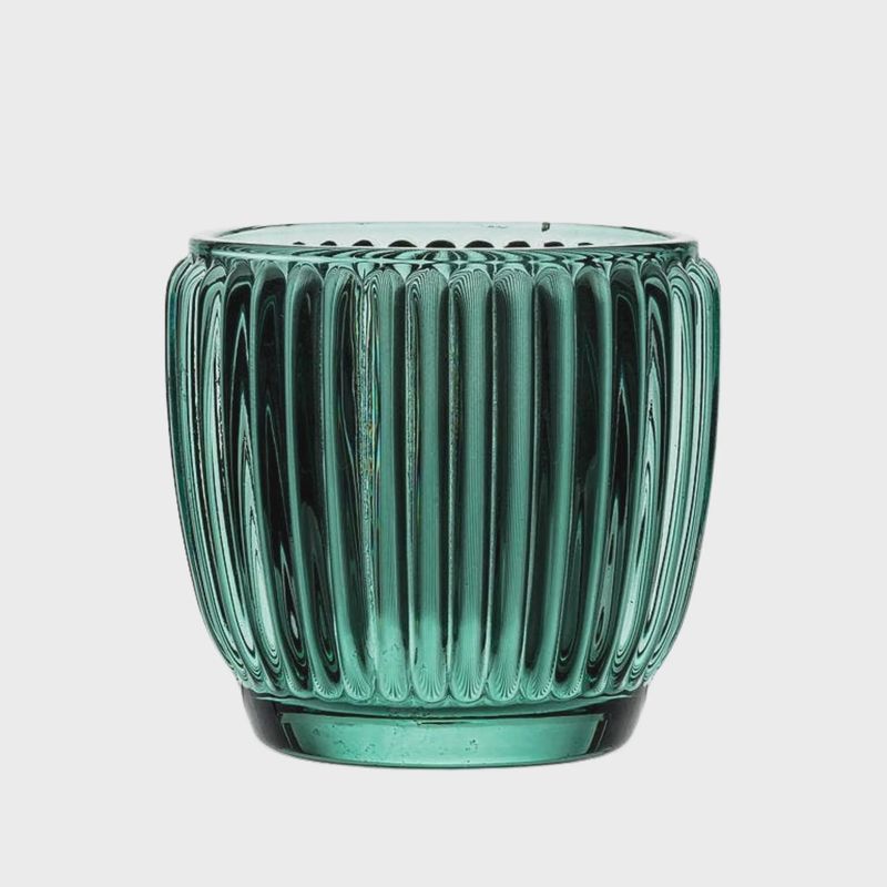 Ribbed Votive | Green/Blue