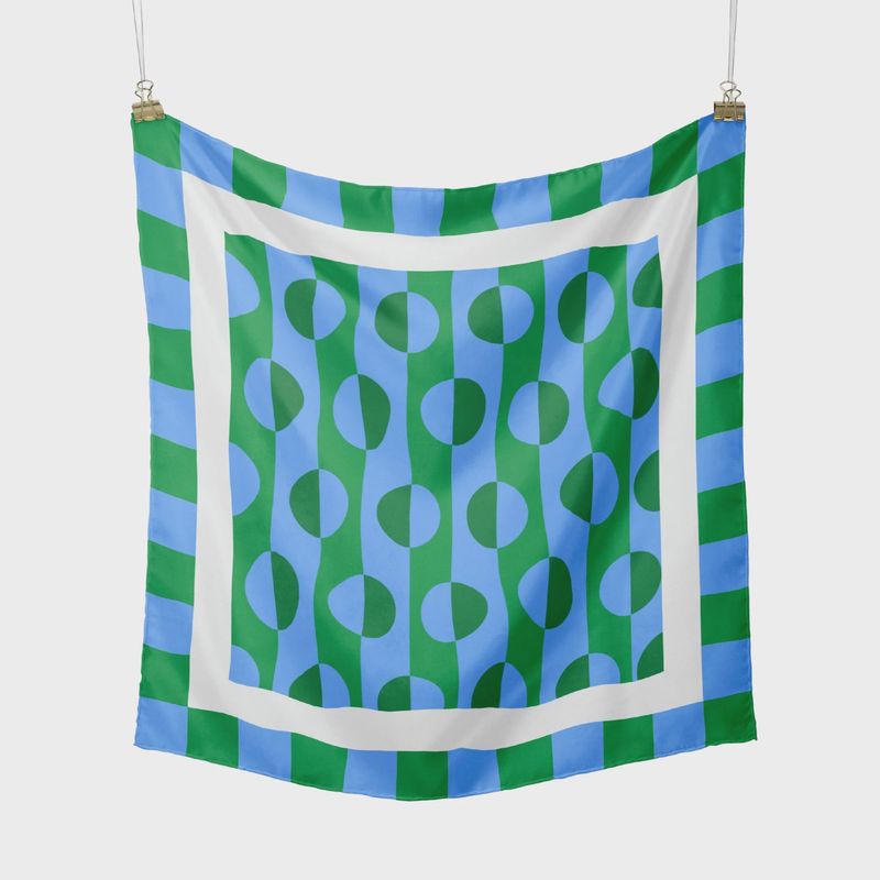Retro Blue Circles Satin Scarf