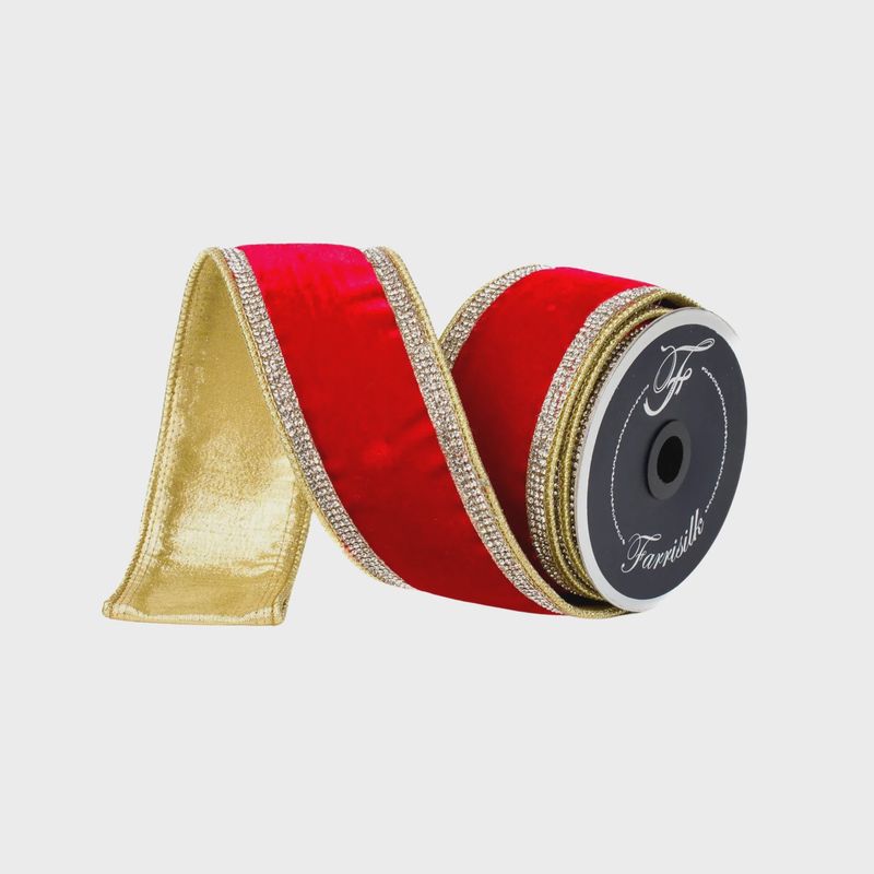2.5&quot; Red Winter Diamonds Ribbon | 5 Yards