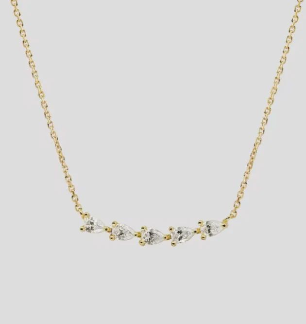 Steel 14K gold Necklace - Stone Bar