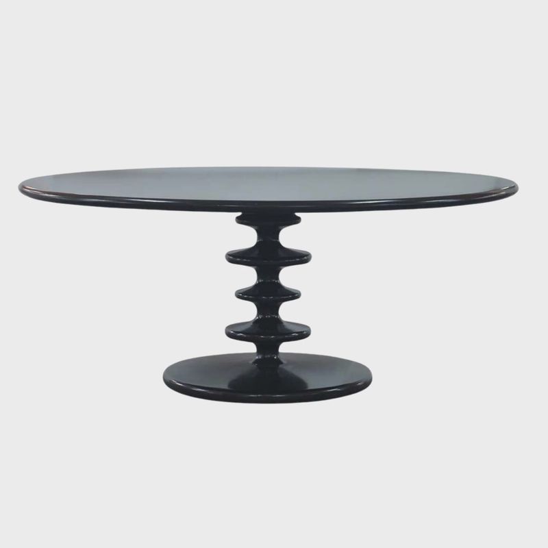 Milano Round Dining Table 72" | Black Shiny