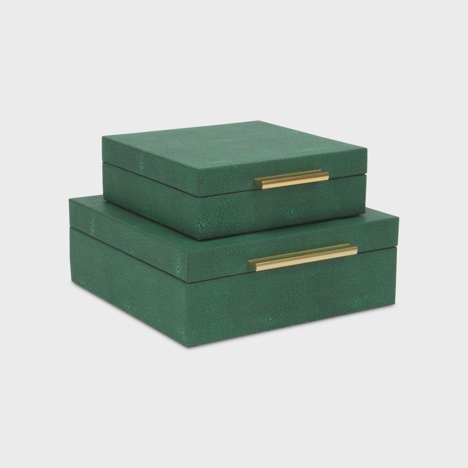 Lusan Square Decorative Boxes | Green Shagreen