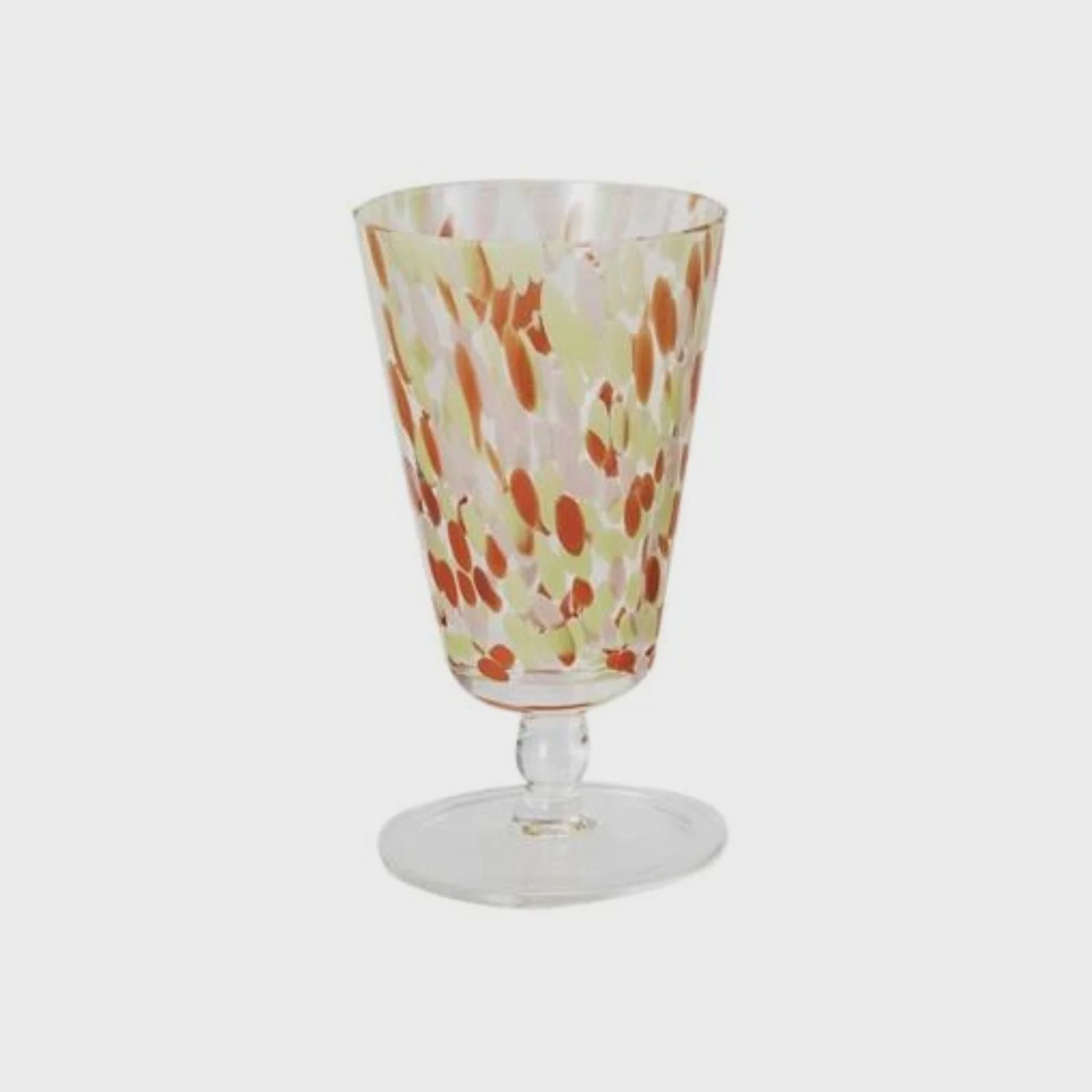 Blown Glass &amp; Confetti Stemmed Drinking Glass | Orange &amp; White