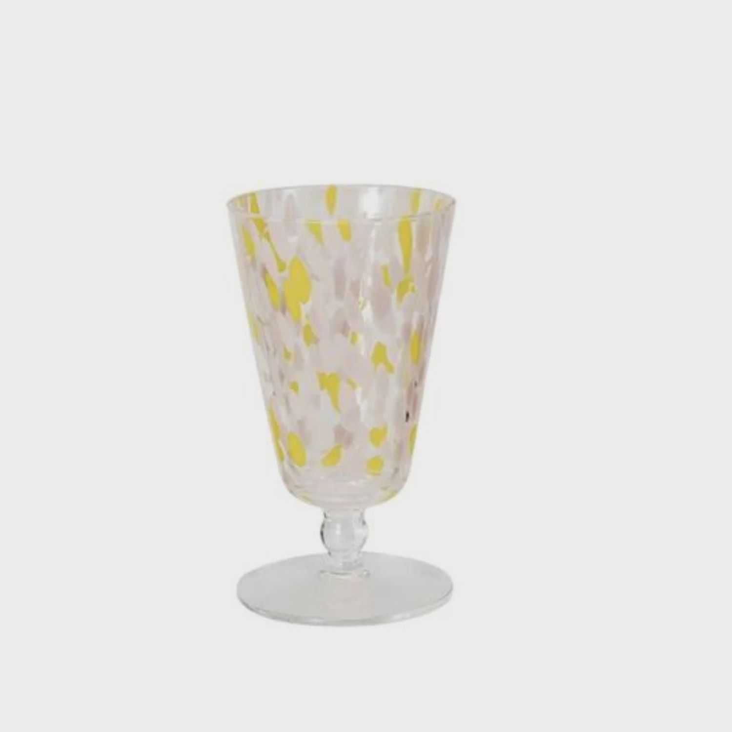 Blown Glass &amp; Confetti Stemmed Drinking Glass | Yellow &amp; White