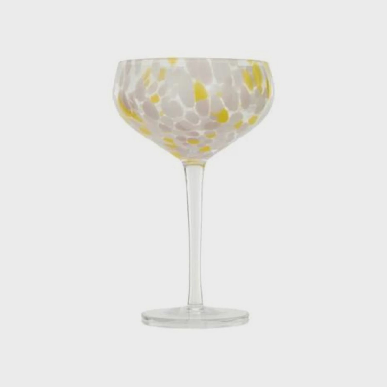 Blown Glass &amp; Confetti Stemmed Glass | Yellow &amp; White