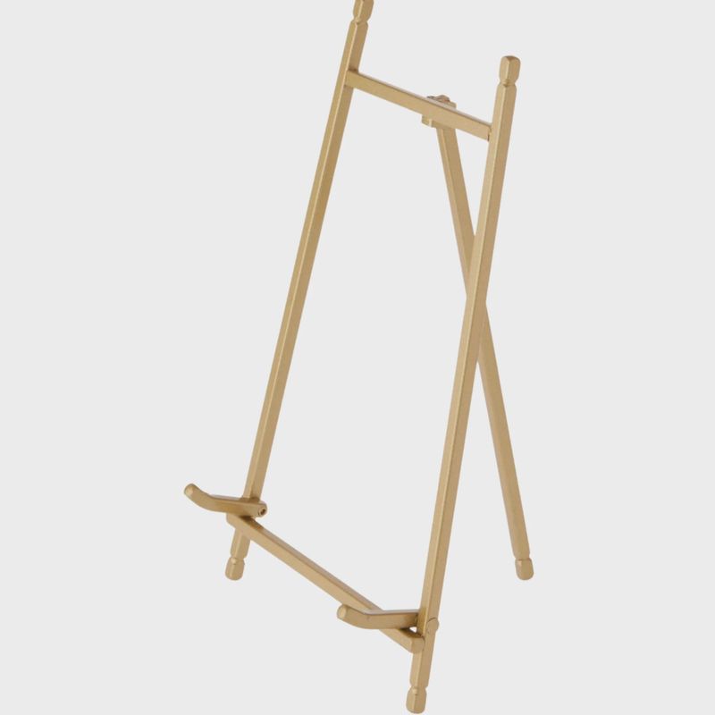 Satin Metal Easel, 9" H x 5.25" W x 6" D: Gold