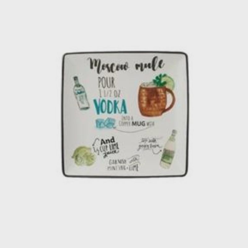 Stoneware Plate With Cocktail Recipe | Moscow Mule