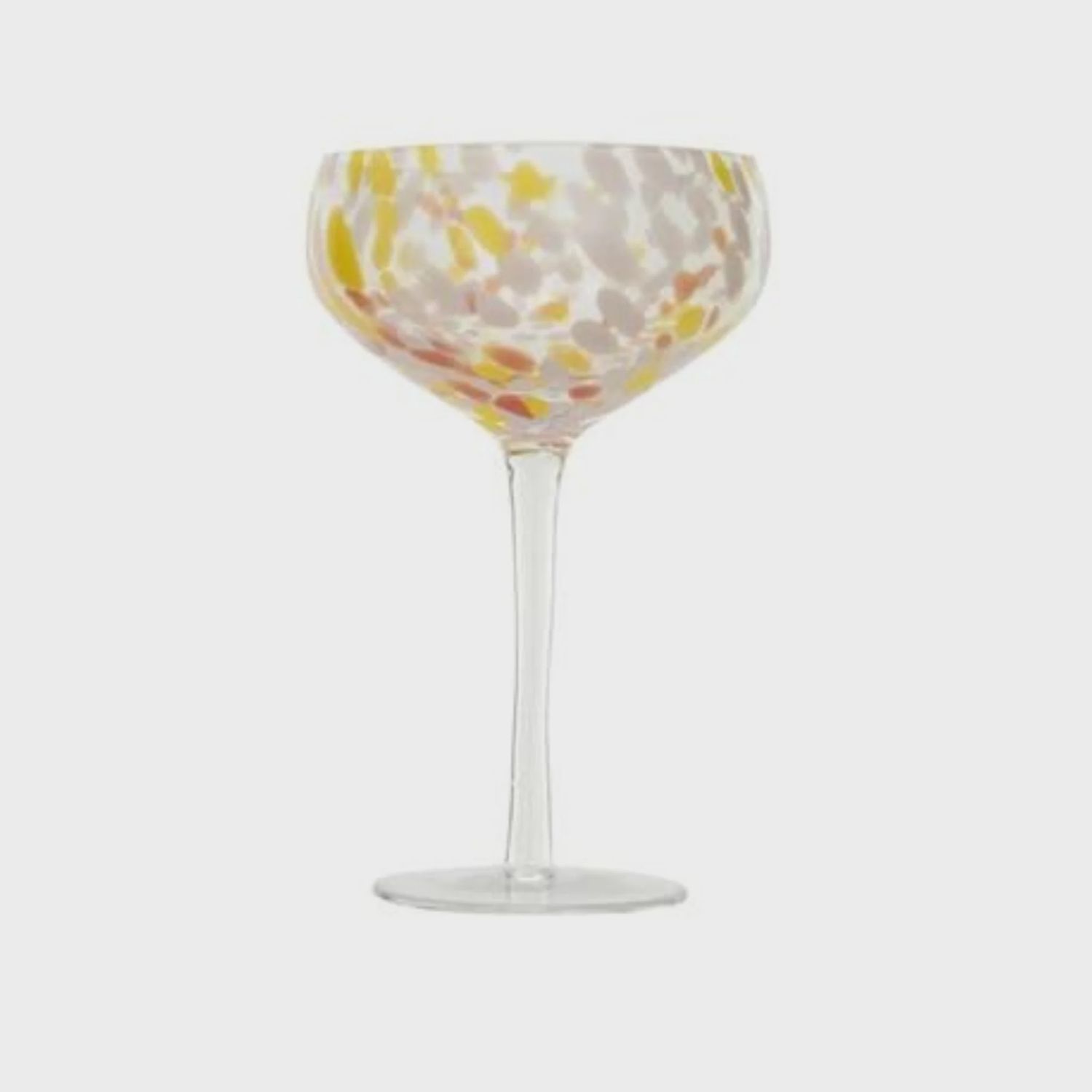 Blown Glass &amp; Confetti Stemmed Glass | Red, Yellow &amp; White