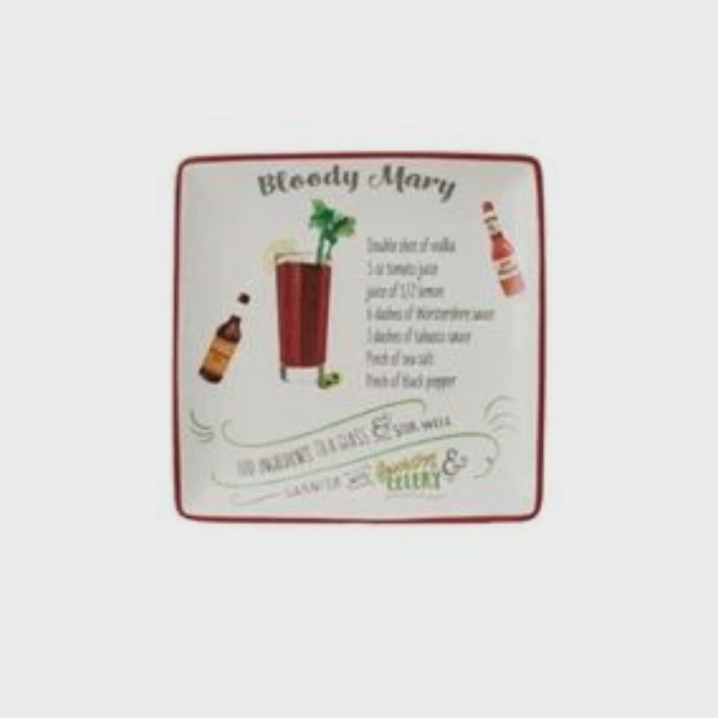 Stoneware Plate With Cocktail Recipe | Bloody Mary
