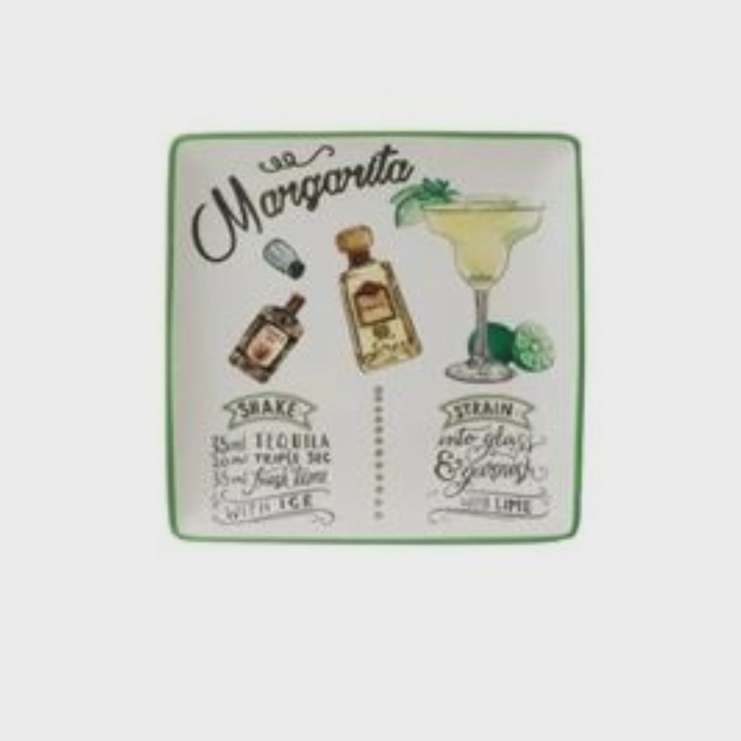Stoneware Plate With Cocktail Recipe | Margarita