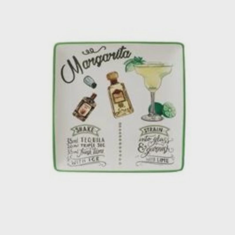 Stoneware Plate With Cocktail Recipe | Margarita