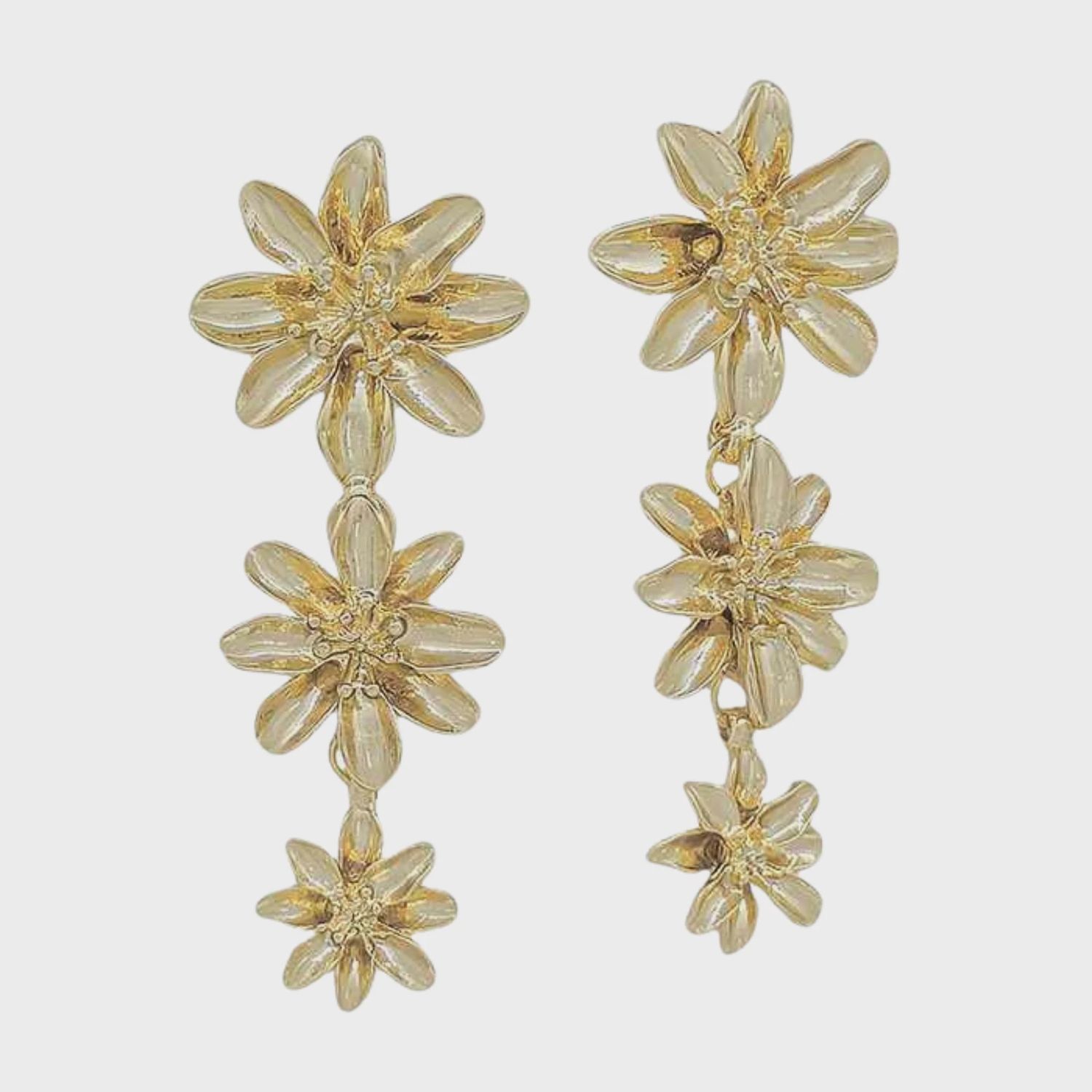 Gold Flower Drop Earrings