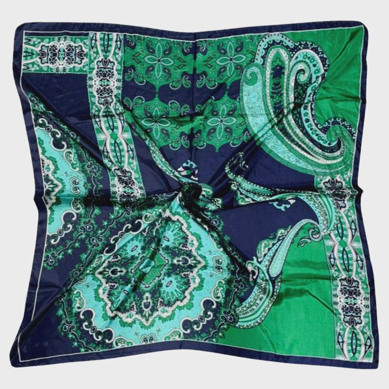 Paisley Square Silky Satin Scarf | Green