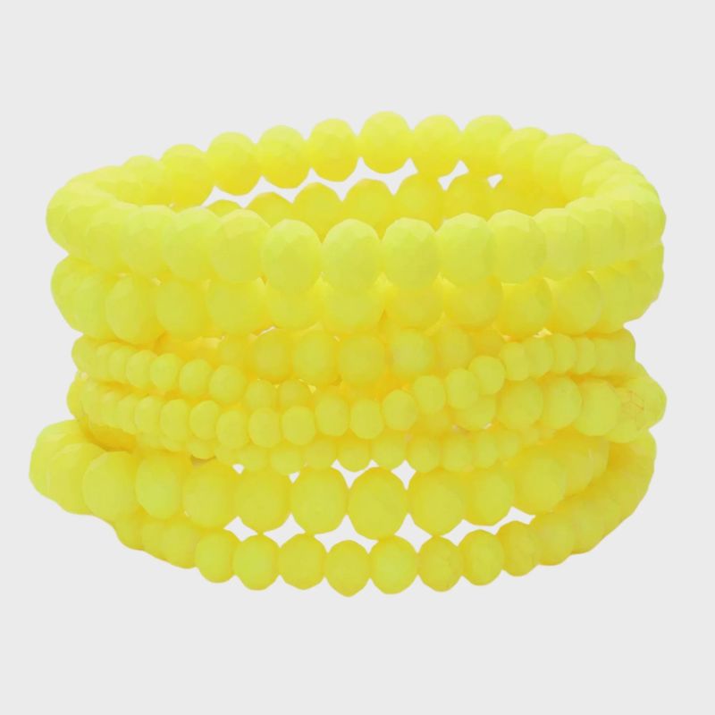 Neon Yellow Faceted Bead Stretch Bracelets