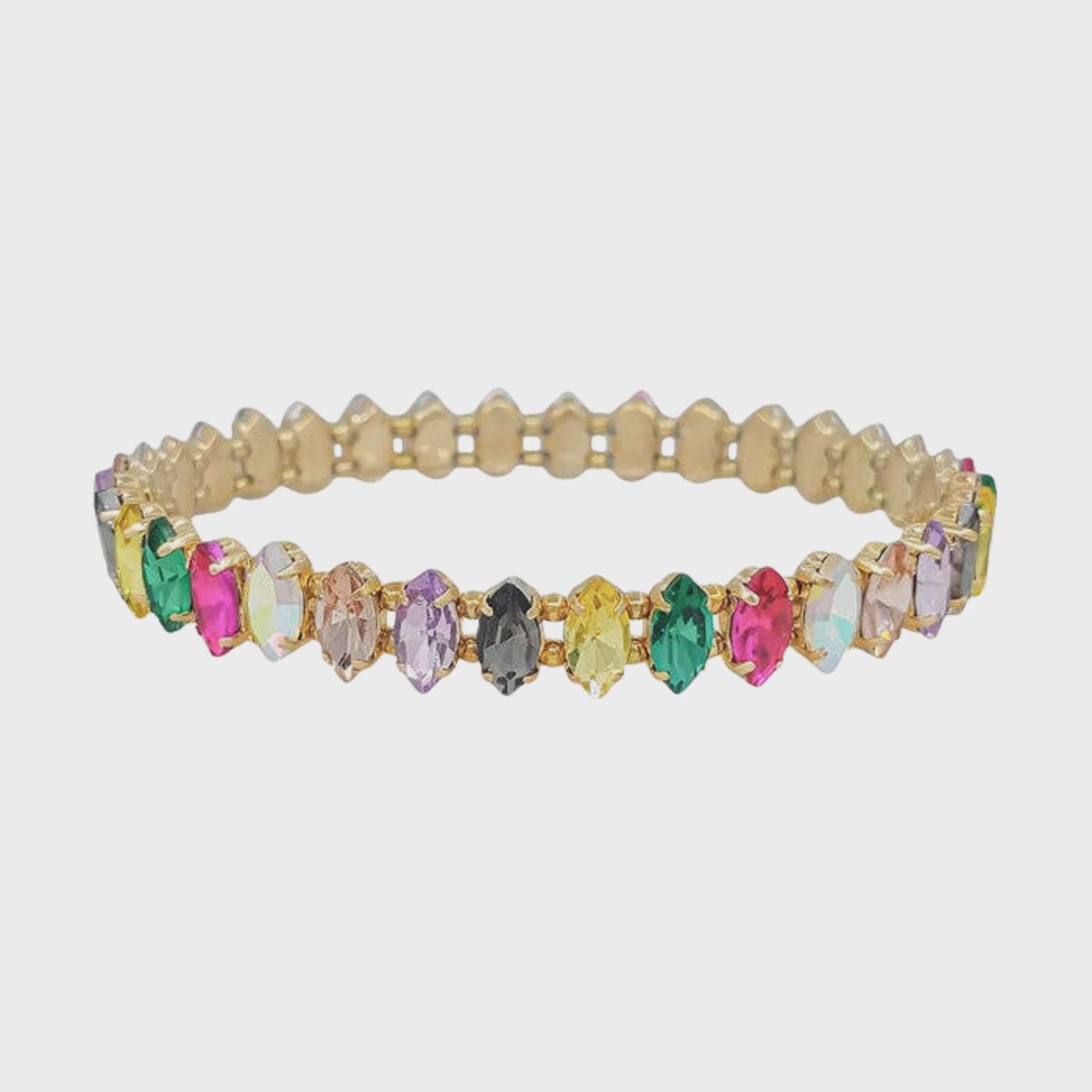 Multi Marque Crystal &amp; Gold Stretch Bracelet