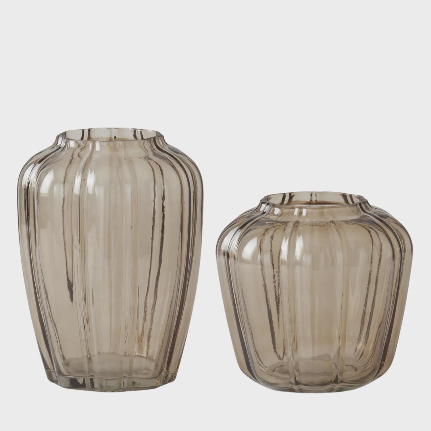 Beige Line Pressed Glass Vase | 2 Sizes