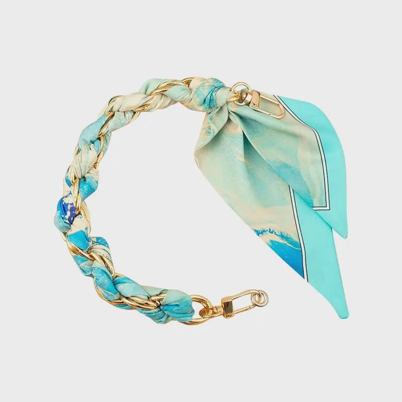 Silk-Style Chain Phone Strap | Ocean Blue Scarf Accent