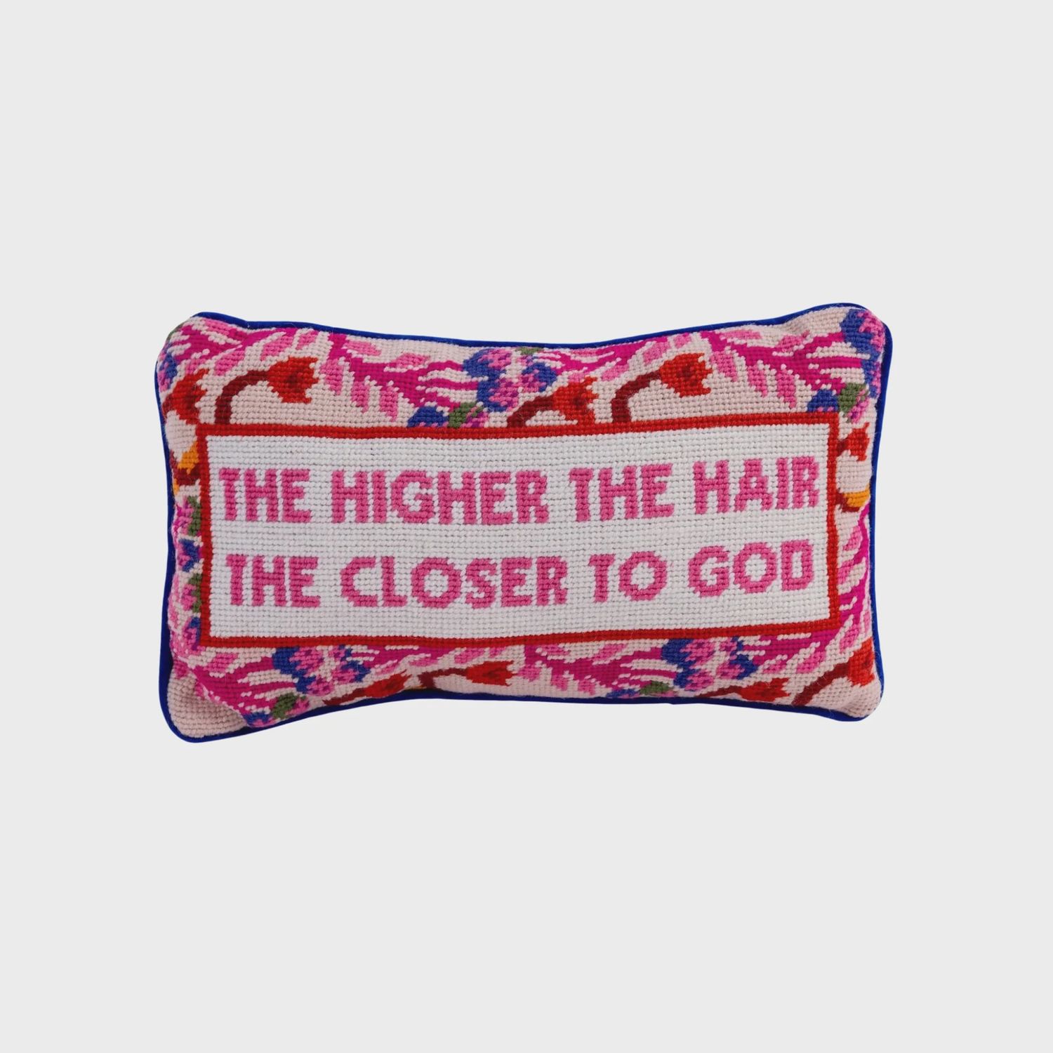 Higher The Hair Needlepoint Pillow