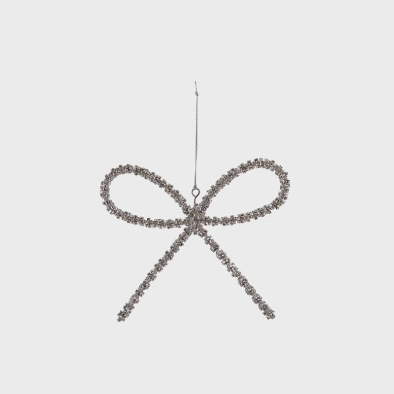 Silver Rhinestone Bow Ornament